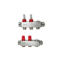 088U0752 SSM 2F Automated Steel Collector 2 Orifice manifold set, Flow, Return, Stainless, With Flowmeter, On Air vents