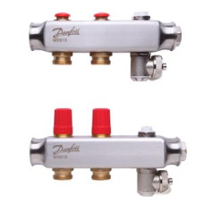 088U0802 SSM 2 Suitable for Automation Steel Collector Without Flowmeter 2 Mouth Manifold Set, Flow, Return, Stainless Steel, On Air vents