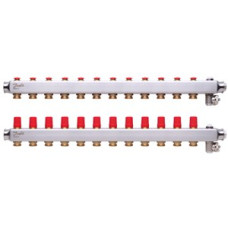 088U0812 SSM 12 Steel Collector Without Flowmeter Suitable for Automation 12 Orifice manifold set, Flow, Return, Stainless Steel, On Air vents