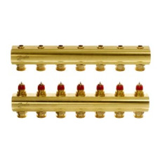 088U0507 FHF 7 Collector Without Flowmeter Suitable for Automation 7 Mouth Manifold Set, Flow, Return, Brass