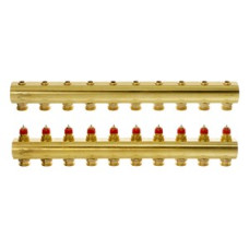 088U0510 FHF 10 Collector Without Flowmeter Suitable for Automation 10 Mouth Manifold Set, Flow, Return, Brass