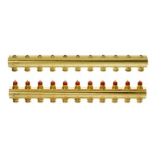 088U0511 FHF 11 Collector Without Flowmeter Suitable for Automation 11 Mouth Manifold Set, Flow, Return, Brass