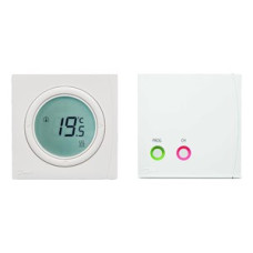 087N6474 RET 2001 B RF+RX1-S Electronic Radio Frequency Digital Room Thermostat with LCD Display, 5-35°C, RX1-S Set including single zone receiver