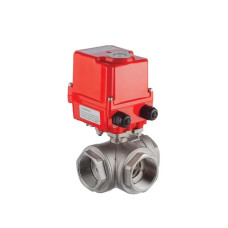 EAV 904.15 AC 1/2” 3 Way Electric Actuated Threaded Stainless Steel Ball Valve 220V AC