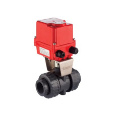 EAV 913.32 DC 1 1/4” 2 Way Electric Actuated Threaded PVC Acid Ball Valve 24V DC
