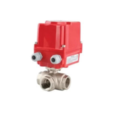 EAV 902.20 DC 3/4” Electric Actuated 3 Way Threaded Brass Ball Valve 24V DC